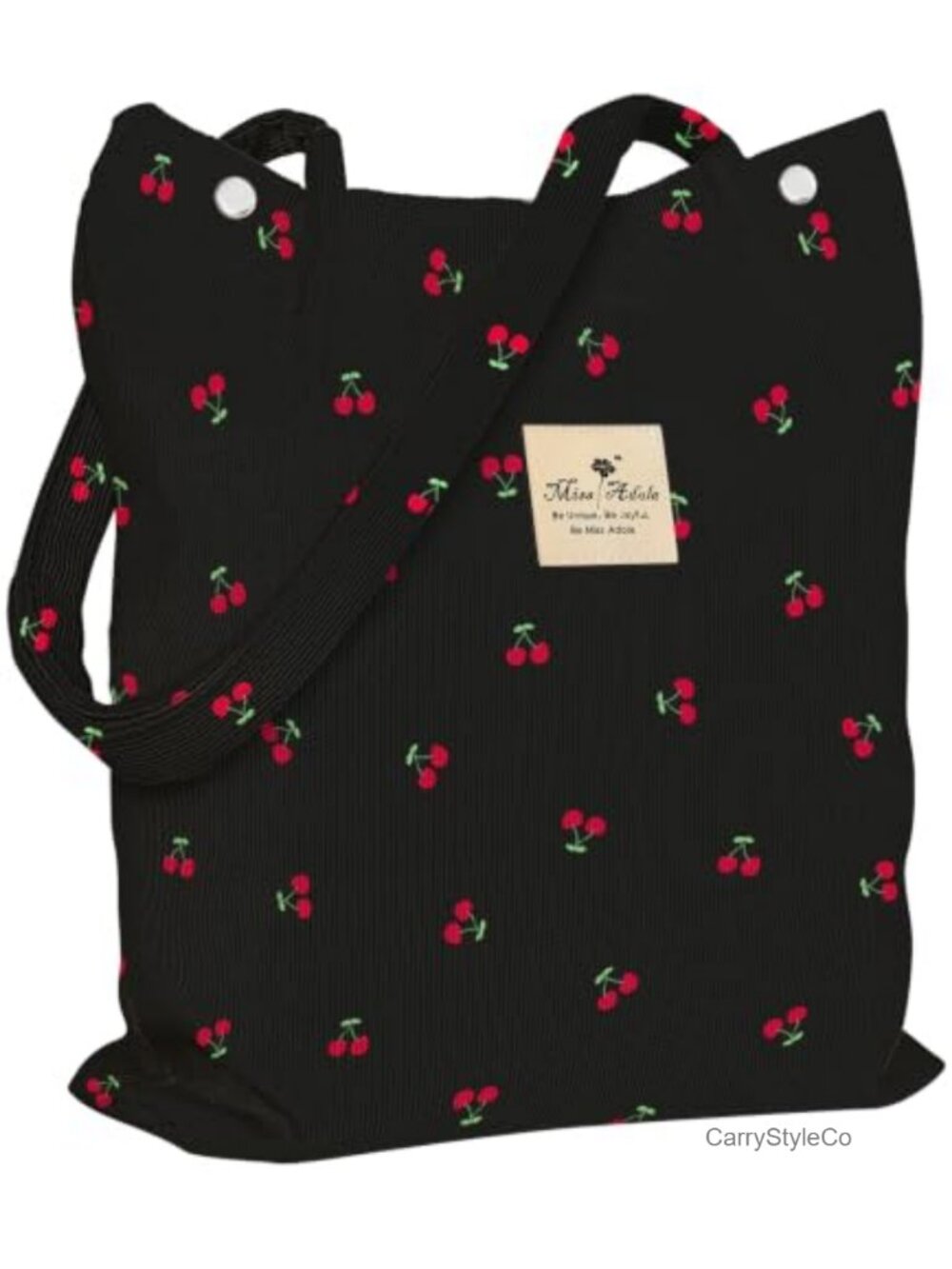 Corduroy Tote Bag Large Shoulder Bag Magnetic Snap Travel Work